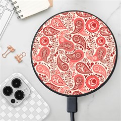 Paisley Red Ornament Texture Wireless Fast Charger(black) by nateshop