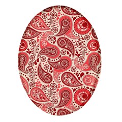 Paisley Red Ornament Texture Oval Glass Fridge Magnet (4 Pack) by nateshop