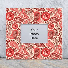 Paisley Red Ornament Texture White Wall Photo Frame 5  X 7  by nateshop