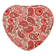 Paisley Red Ornament Texture Heart Glass Fridge Magnet (4 Pack) by nateshop