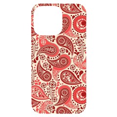 Paisley Red Ornament Texture Iphone 14 Pro Max Black Uv Print Case by nateshop