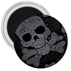 Paisley Skull, Abstract Art 3  Magnets by nateshop