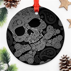 Paisley Skull, Abstract Art Ornament (round) by nateshop