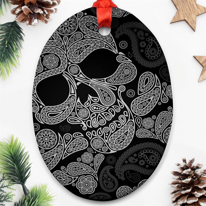 Paisley Skull, Abstract Art Ornament (Oval)