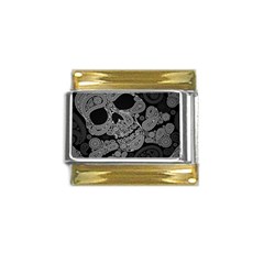 Paisley Skull, Abstract Art Gold Trim Italian Charm (9mm) by nateshop