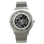 Paisley Skull, Abstract Art Stainless Steel Watch Front