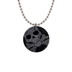 Paisley Skull, Abstract Art 1  Button Necklace by nateshop