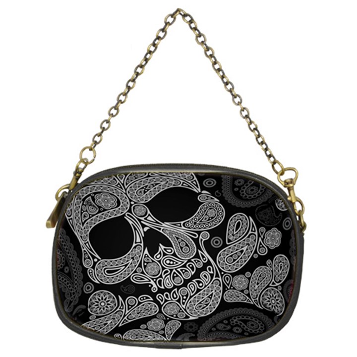 Paisley Skull, Abstract Art Chain Purse (Two Sides)