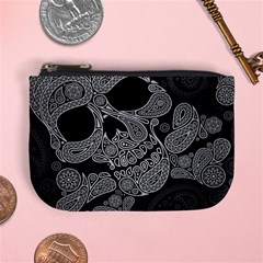 Paisley Skull, Abstract Art Mini Coin Purse by nateshop