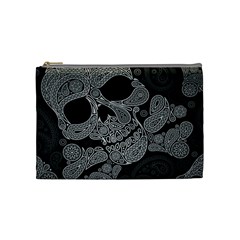 Paisley Skull, Abstract Art Cosmetic Bag (medium) by nateshop