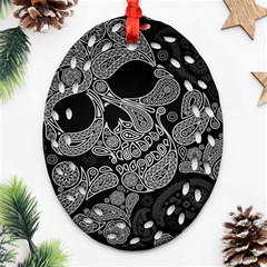 Paisley Skull, Abstract Art Oval Filigree Ornament (two Sides)