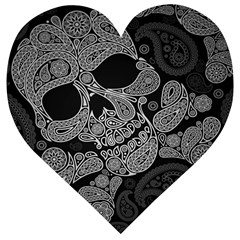 Paisley Skull, Abstract Art Wooden Puzzle Heart by nateshop