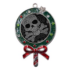 Paisley Skull, Abstract Art Metal X mas Lollipop With Crystal Ornament by nateshop