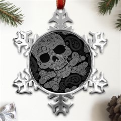 Paisley Skull, Abstract Art Metal Small Snowflake Ornament by nateshop