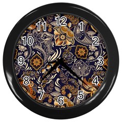 Paisley Texture, Floral Ornament Texture Wall Clock (black) by nateshop