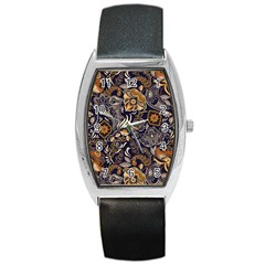 Paisley Texture, Floral Ornament Texture Barrel Style Metal Watch by nateshop