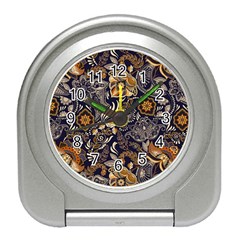 Paisley Texture, Floral Ornament Texture Travel Alarm Clock by nateshop