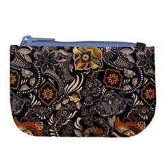 Paisley Texture, Floral Ornament Texture Large Coin Purse by nateshop