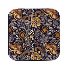 Paisley Texture, Floral Ornament Texture Square Metal Box (black) by nateshop