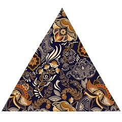 Paisley Texture, Floral Ornament Texture Wooden Puzzle Triangle by nateshop