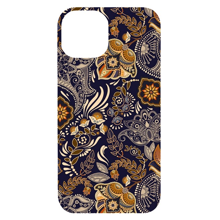 Paisley Texture, Floral Ornament Texture iPhone 14 Black UV Print Case