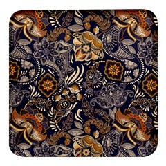 Paisley Texture, Floral Ornament Texture Square Glass Fridge Magnet (4 Pack)