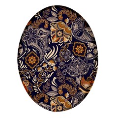 Paisley Texture, Floral Ornament Texture Oval Glass Fridge Magnet (4 Pack) by nateshop