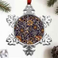 Paisley Texture, Floral Ornament Texture Metal Small Snowflake Ornament by nateshop