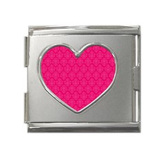 Pink Pattern, Abstract, Background, Bright Mega Link Heart Italian Charm (18mm) by nateshop