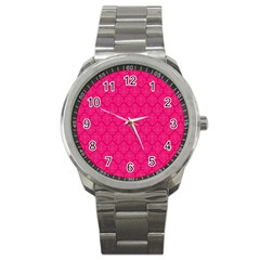 Pink Pattern, Abstract, Background, Bright Sport Metal Watch by nateshop