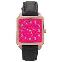 Pink Pattern, Abstract, Background, Bright Rose Gold Leather Watch  by nateshop