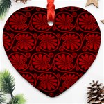 Red Floral Pattern Floral Greek Ornaments Ornament (Heart) Front