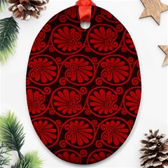 Red Floral Pattern Floral Greek Ornaments Ornament (oval) by nateshop