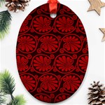 Red Floral Pattern Floral Greek Ornaments Ornament (Oval) Front