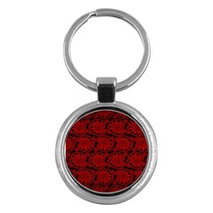 Red Floral Pattern Floral Greek Ornaments Key Chain (round) by nateshop