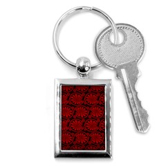 Red Floral Pattern Floral Greek Ornaments Key Chain (rectangle) by nateshop