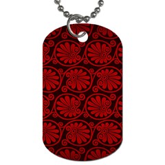 Red Floral Pattern Floral Greek Ornaments Dog Tag (two Sides) by nateshop