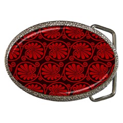 Red Floral Pattern Floral Greek Ornaments Belt Buckles by nateshop