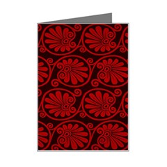 Red Floral Pattern Floral Greek Ornaments Mini Greeting Card by nateshop