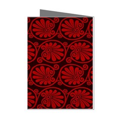 Red Floral Pattern Floral Greek Ornaments Mini Greeting Cards (pkg Of 8) by nateshop