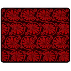 Red Floral Pattern Floral Greek Ornaments Fleece Blanket (medium) by nateshop