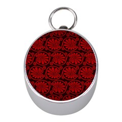 Red Floral Pattern Floral Greek Ornaments Mini Silver Compasses by nateshop