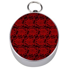 Red Floral Pattern Floral Greek Ornaments Silver Compasses by nateshop