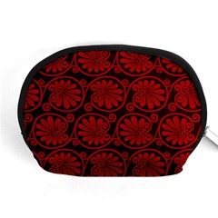 Red Floral Pattern Floral Greek Ornaments Accessory Pouch (medium) by nateshop