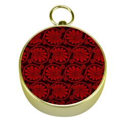 Red Floral Pattern Floral Greek Ornaments Gold Compasses by nateshop