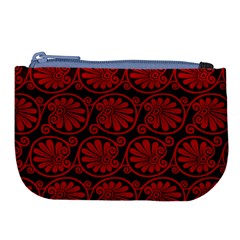 Red Floral Pattern Floral Greek Ornaments Large Coin Purse by nateshop