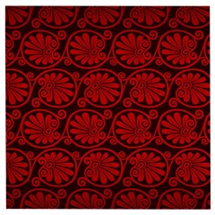 Red Floral Pattern Floral Greek Ornaments Wooden Puzzle Square by nateshop