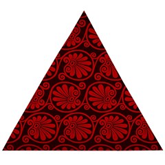 Red Floral Pattern Floral Greek Ornaments Wooden Puzzle Triangle by nateshop