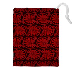 Red Floral Pattern Floral Greek Ornaments Drawstring Pouch (5xl) by nateshop