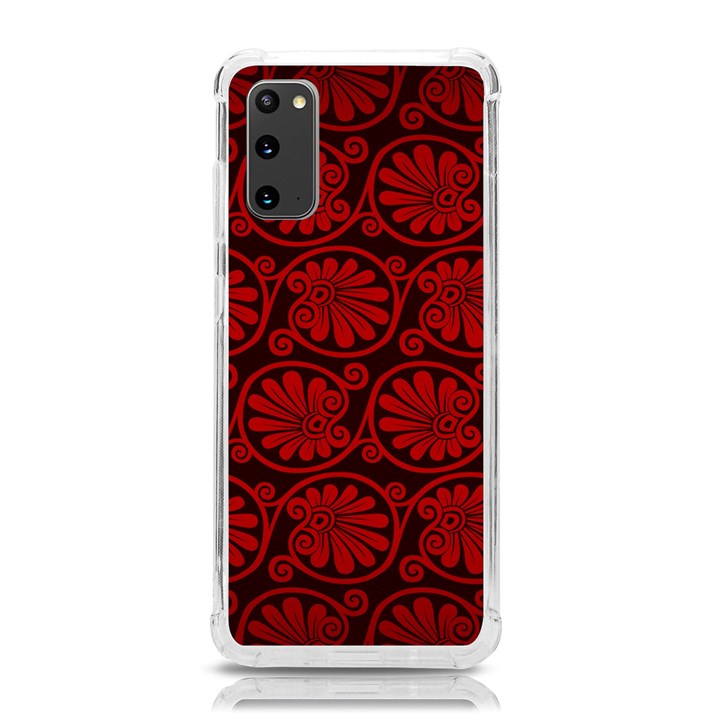 Red Floral Pattern Floral Greek Ornaments Samsung Galaxy S20 6.2 Inch TPU UV Case